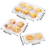 Food Packaging Boxes Transparent Plastic 6-Grid 100 Pieces for Egg Tarts