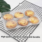 Food Packaging Boxes Transparent Plastic 6-Grid 100 Pieces for Egg Tarts