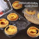 Food Packaging Boxes Transparent Plastic 6-Grid 100 Pieces for Egg Tarts