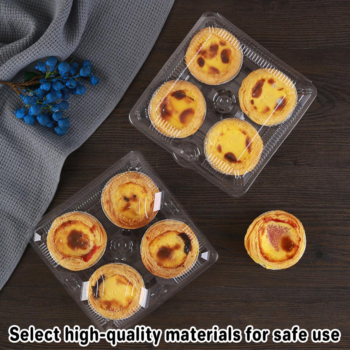 Food Packaging Boxes Transparent Plastic 6-Grid 100 Pieces for Egg Tarts