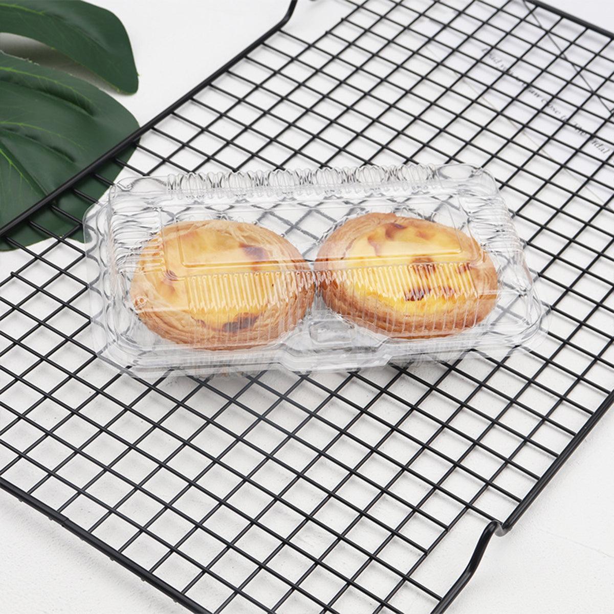 Food Packaging Boxes Transparent Plastic 6-Grid 100 Pieces for Egg Tarts