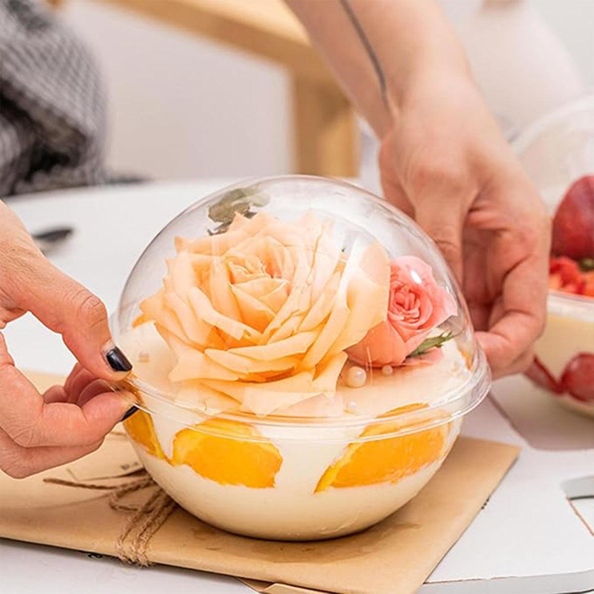 Food Packing Boxes Transparent Round Dome Shape 13cm 100 Pieces