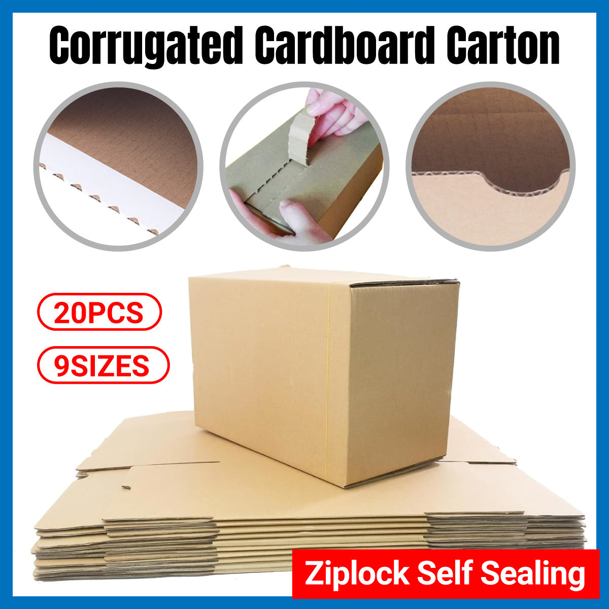 20PCS Corrugated Cardboard Boxes Sturdy Self Sealing