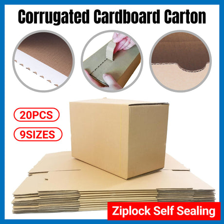 20PCS Corrugated Cardboard Boxes Sturdy Self Sealing