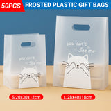 50PCS Frosted Plastic Gift Bags Reusable with Handle