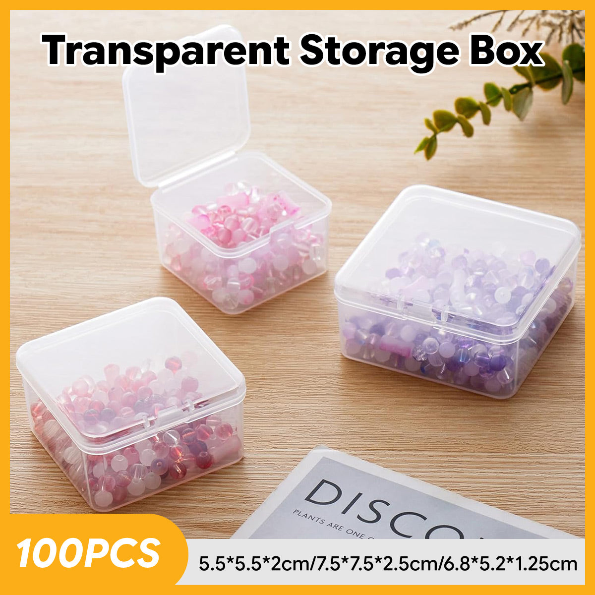 Transparent Plastic Storage Boxes 100PCS PP Small Parts Organiser