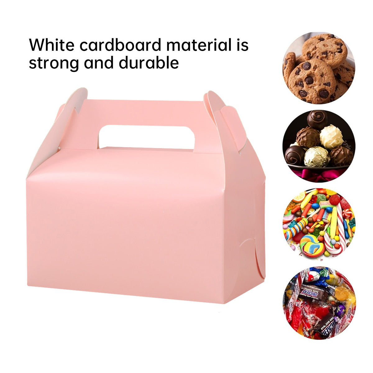 50 PCS Handheld Pastry Box Bakery Packaging Cake Carry Box Single Layer Design