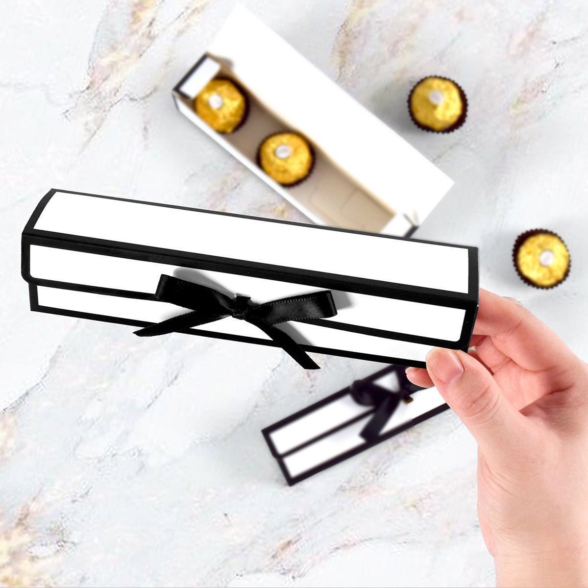 20PCS Rectangular Chocolate Boxes with Ribbon Long Candy Gift Packaging