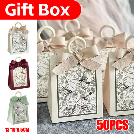 50PCS French Forest Theme Gift Bags 3Colours for Party Packing