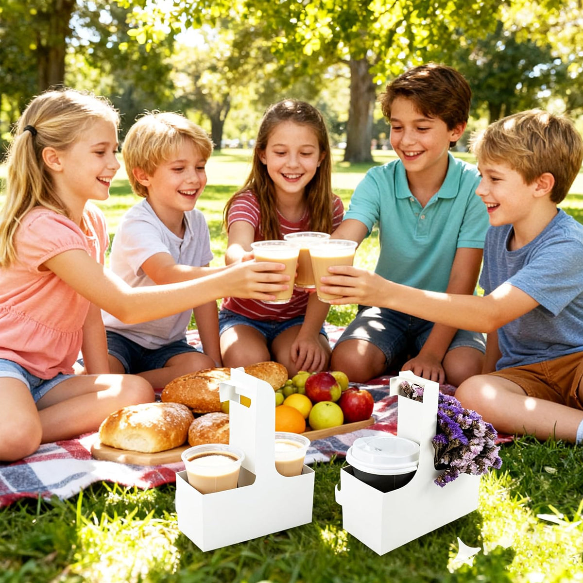 50PCS Handheld Double Cup Holder Sturdy Portable Takeaway Carrier