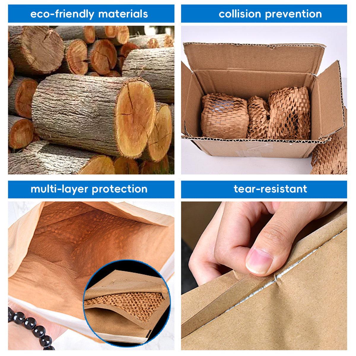 Honeycomb Kraft Paper Wrap Roll Eco-Friendly Cushioning Packaging 2 Sizes