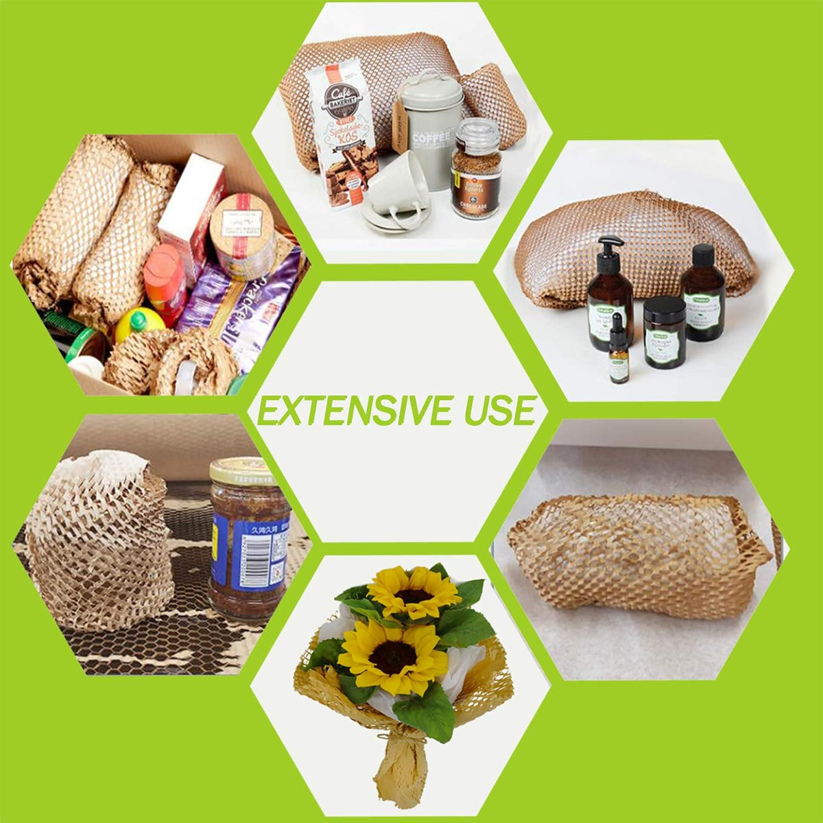 Honeycomb Kraft Paper Wrap Roll Eco-Friendly Cushioning Packaging 2 Sizes