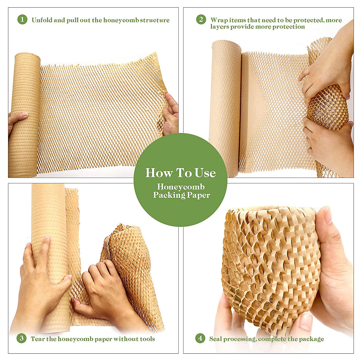 Honeycomb Kraft Paper Wrap Roll Eco-Friendly Cushioning Packaging 2 Sizes