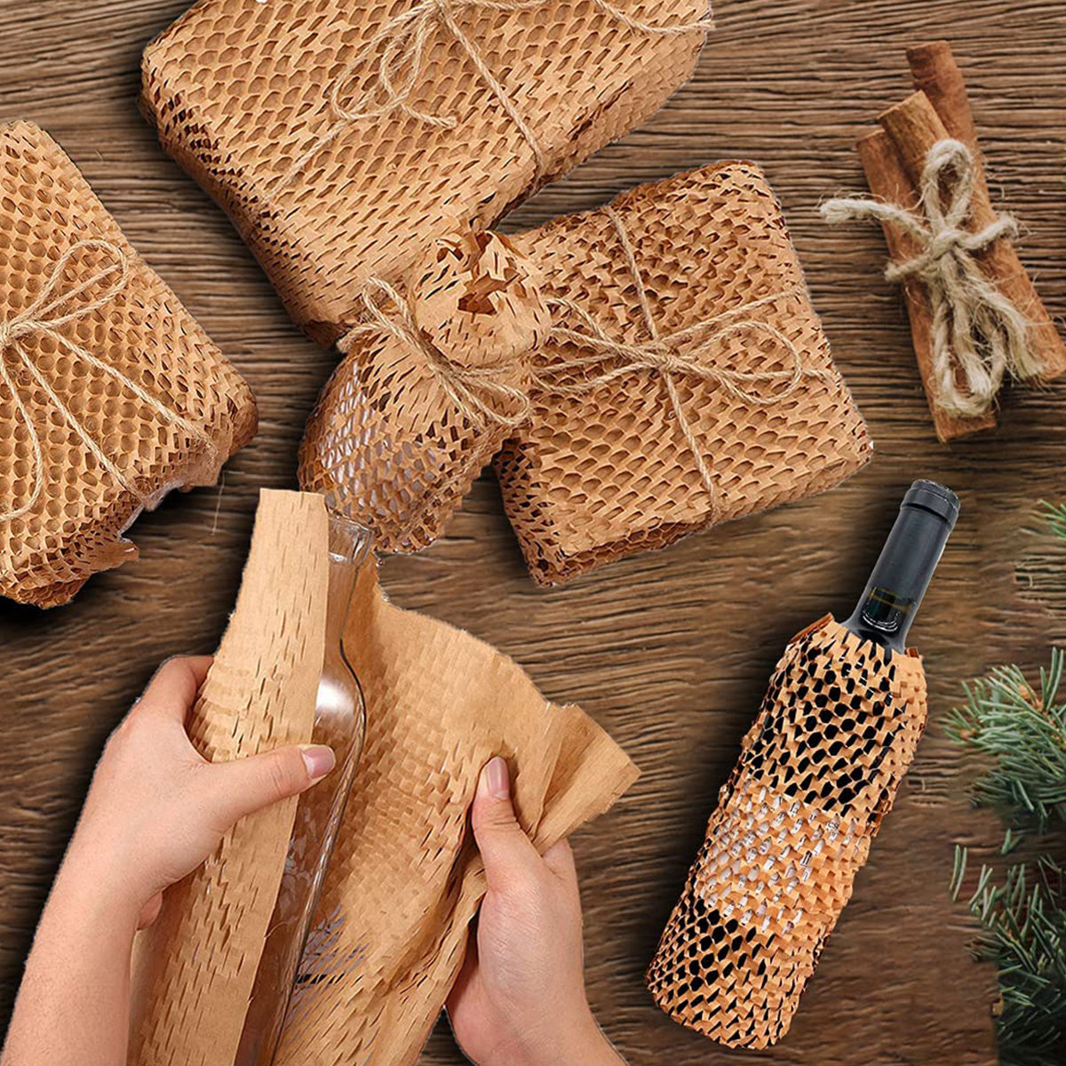 Honeycomb Kraft Paper Wrap Roll Eco-Friendly Cushioning Packaging 2 Sizes