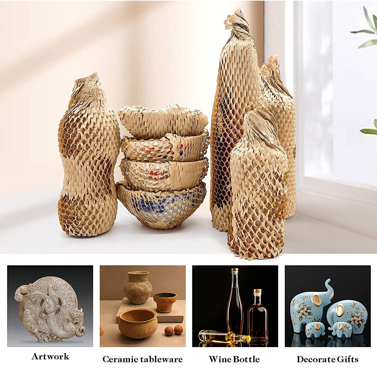 Honeycomb Kraft Paper Wrap Roll Eco-Friendly Cushioning Packaging 2 Sizes
