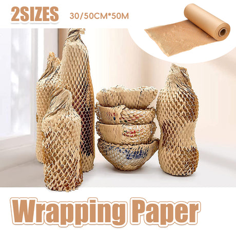 Honeycomb Kraft Paper Wrap Roll Eco-Friendly Cushioning Packaging 2 Sizes