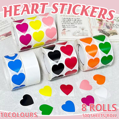 Heart-shaped Love Stickers Adhesive Roll 8Rolls