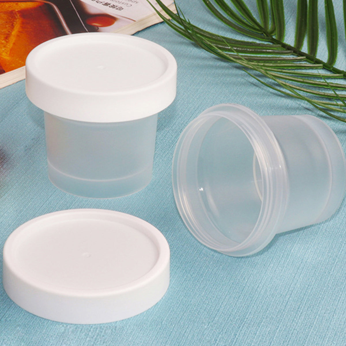 50 Pcs Plastic Cup Packaging Boxes with Lids Ice Cream Pudding Yogurt