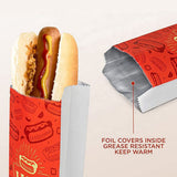 100PCS Hot Dog Foil Lined Oil Proof Takeaway Food Packaging Bags