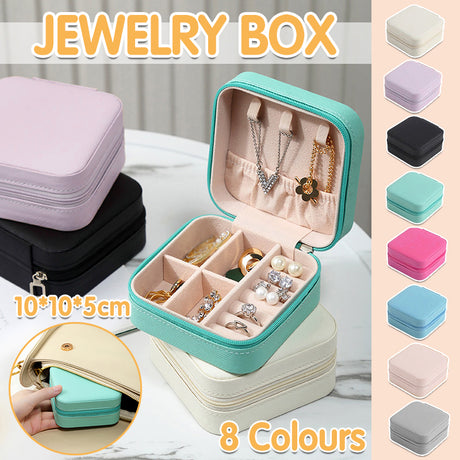 Portable PU Leather Jewelry Box 1PC 8Colours
