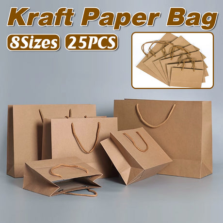 Paper Gift Bags Kraft Handbag 25PCS