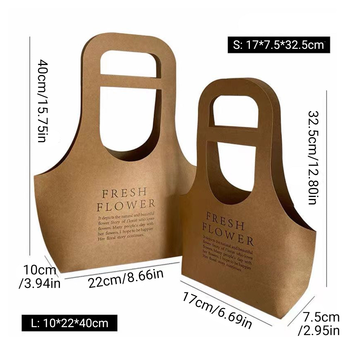 10PCS Handheld Kraft Paper Flower Bags Bouquet Gift Wrapping