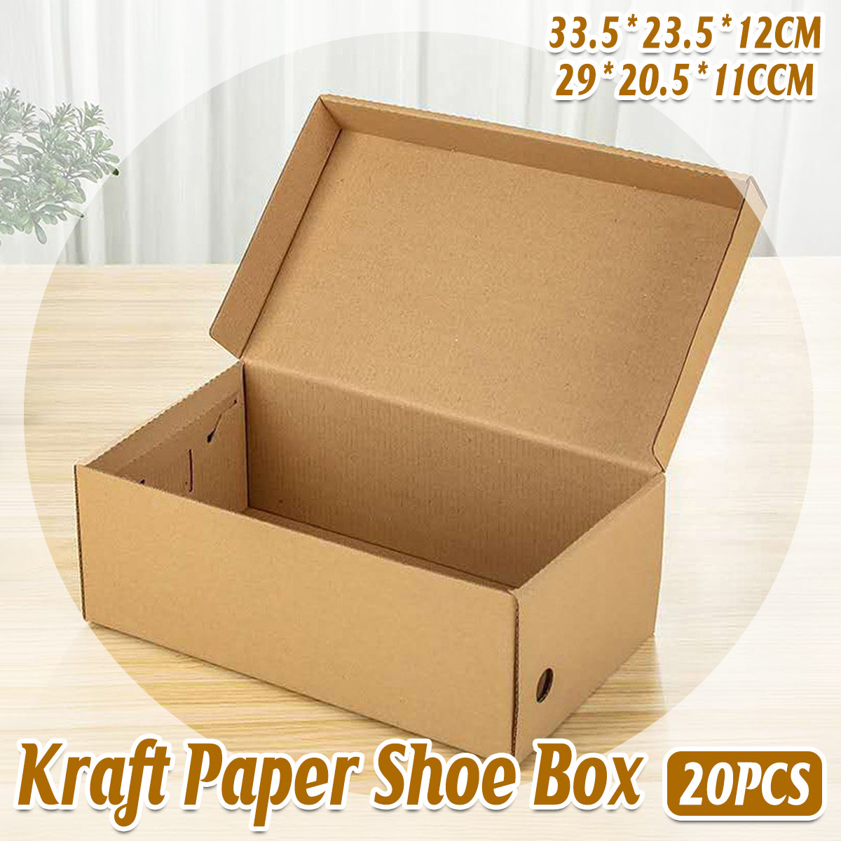 20pcs Kraft Paper Shoe Boxes Clamshell Storage Organizer