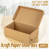 20pcs Kraft Paper Shoe Boxes Clamshell Storage Organizer