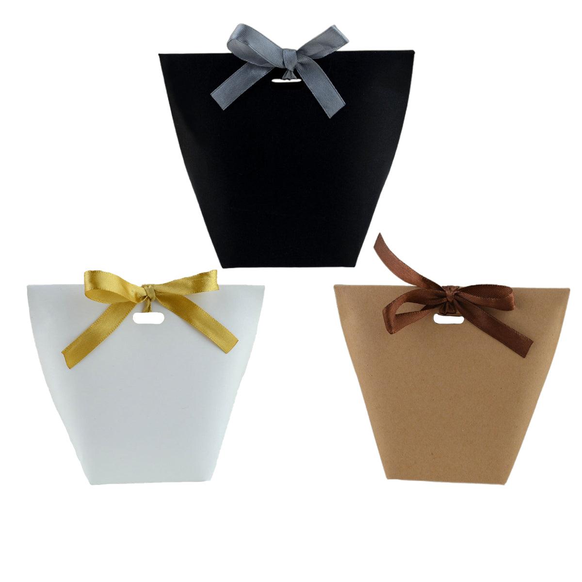 Kraft Paper Gift Bags with Ribbon Closure – 50 Pieces