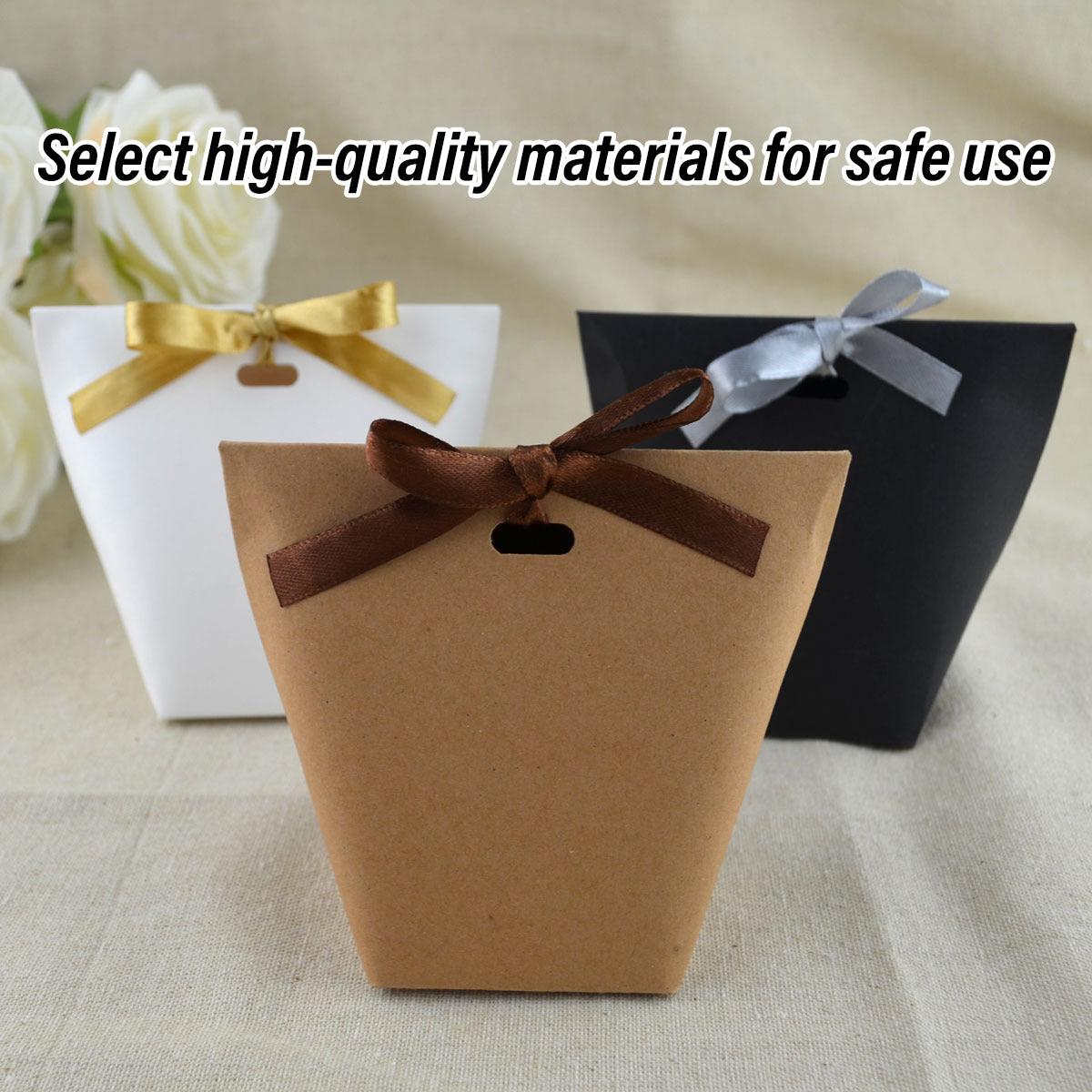 Kraft Paper Gift Bags with Ribbon Closure – 50 Pieces