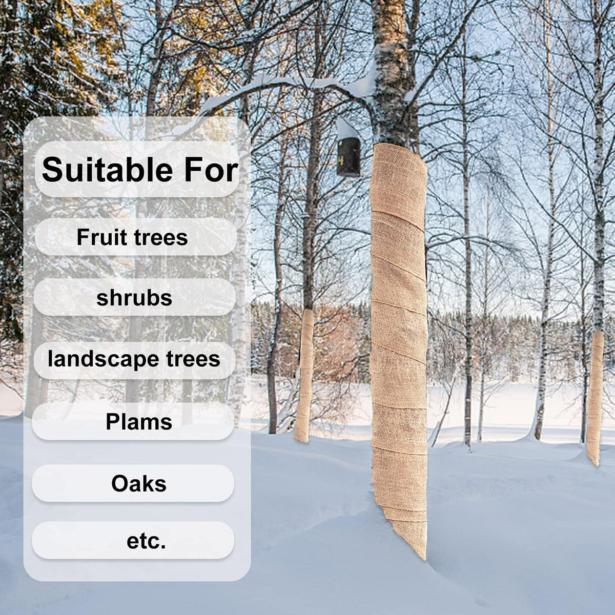 2 Rolls Solid Color Linen Wrap Burlap for Winter Trees