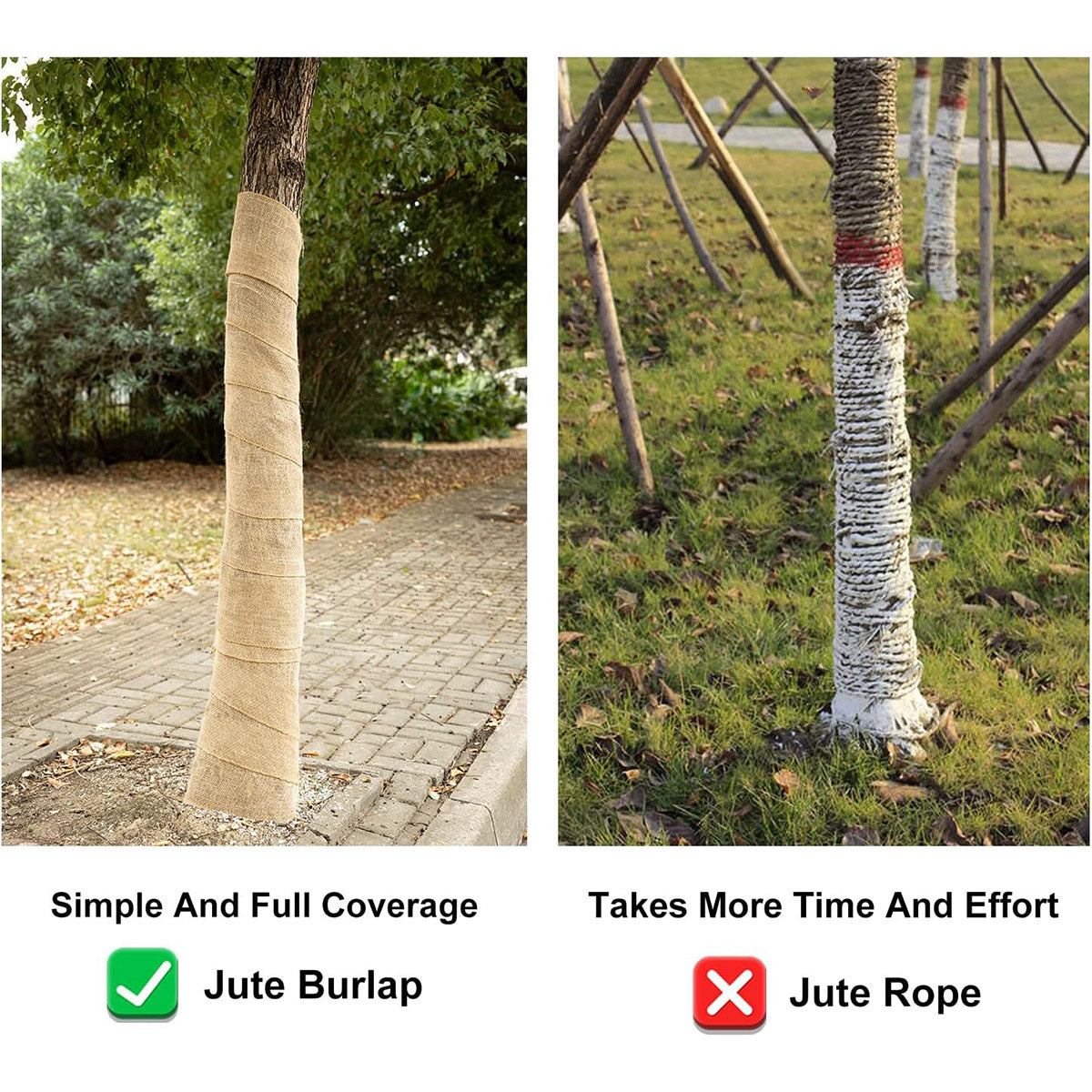 2 Rolls Solid Color Linen Wrap Burlap for Winter Trees