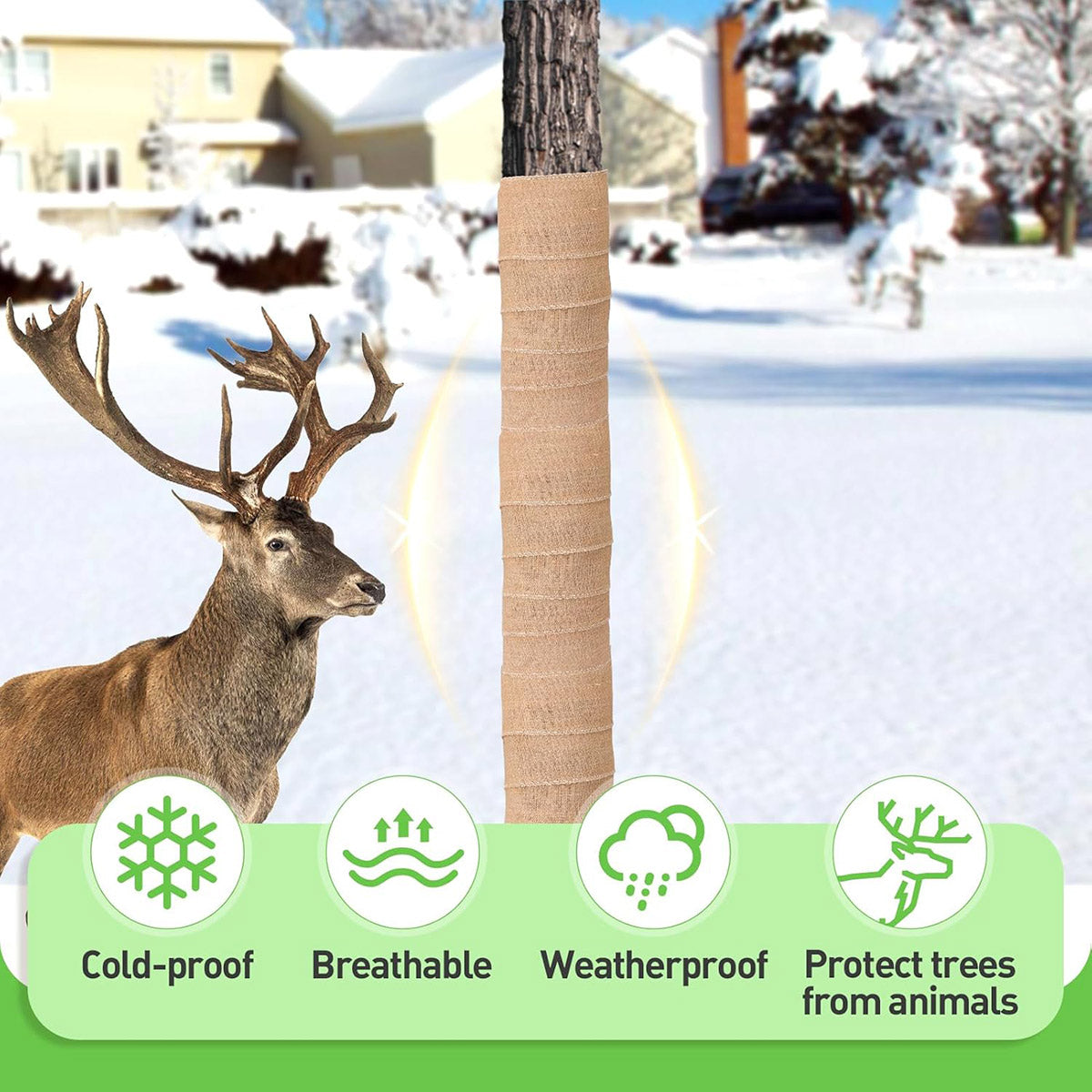 2 Rolls Solid Color Linen Wrap Burlap for Winter Trees