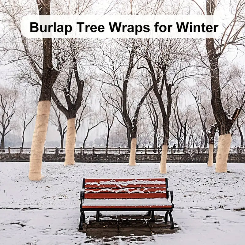 2 Rolls Solid Color Linen Wrap Burlap for Winter Trees