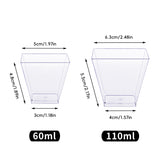 100PCS Clear Mousse Dessert Cups 60ml 110ml Square Plastic Cups