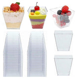 100PCS Clear Mousse Dessert Cups 60ml 110ml Square Plastic Cups