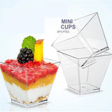 100PCS Clear Mousse Dessert Cups 60ml 110ml Square Plastic Cups
