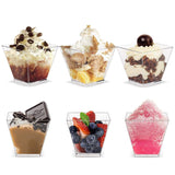 100PCS Clear Mousse Dessert Cups 60ml 110ml Square Plastic Cups