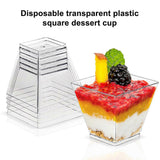 100PCS Clear Mousse Dessert Cups 60ml 110ml Square Plastic Cups