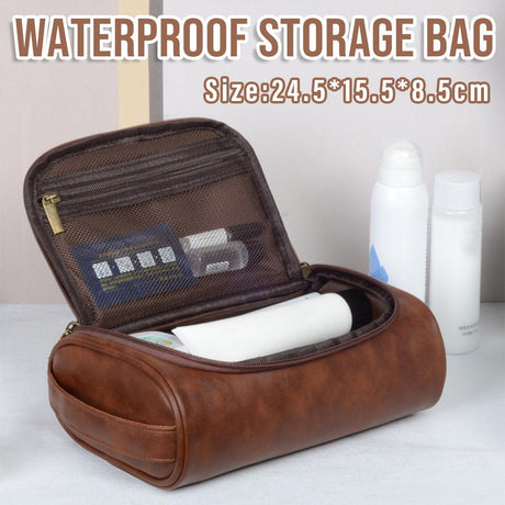 PU Leather Travel Cosmetic Bag – Waterproof & Portable Toiletry Organizer