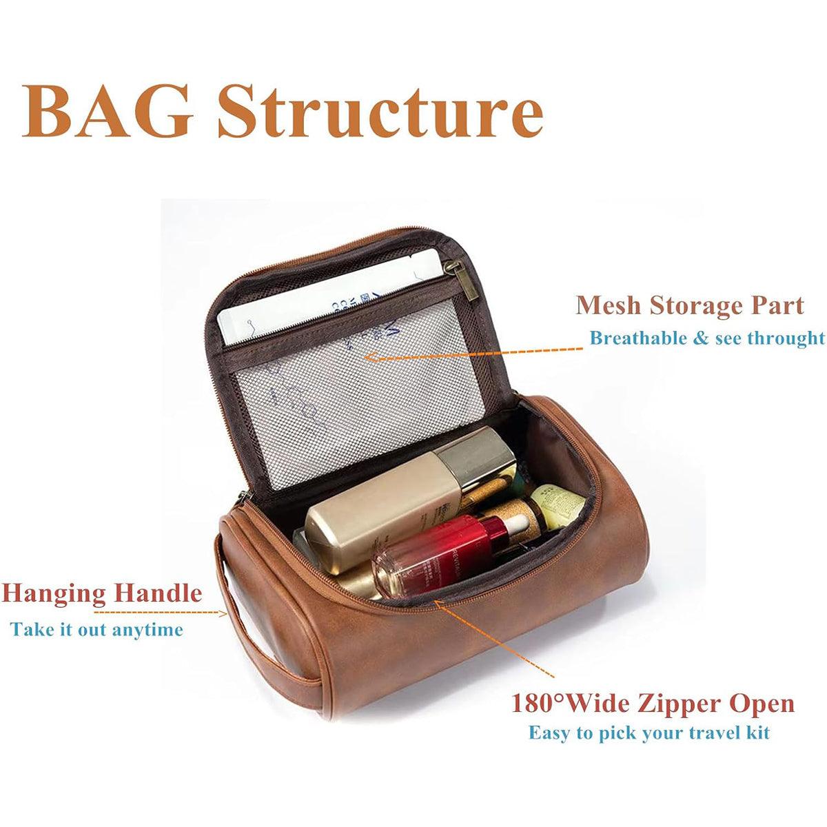 PU Leather Travel Cosmetic Bag – Waterproof & Portable Toiletry Organizer