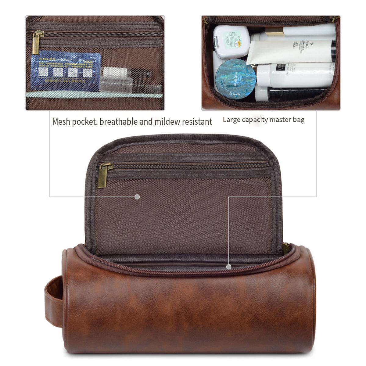 PU Leather Travel Cosmetic Bag – Waterproof & Portable Toiletry Organizer