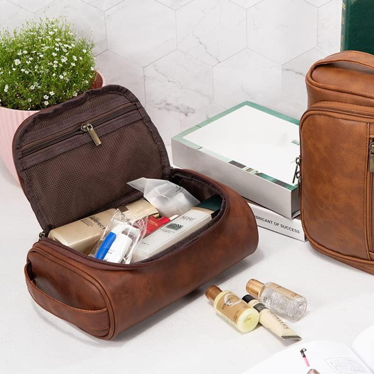 PU Leather Travel Cosmetic Bag – Waterproof & Portable Toiletry Organizer