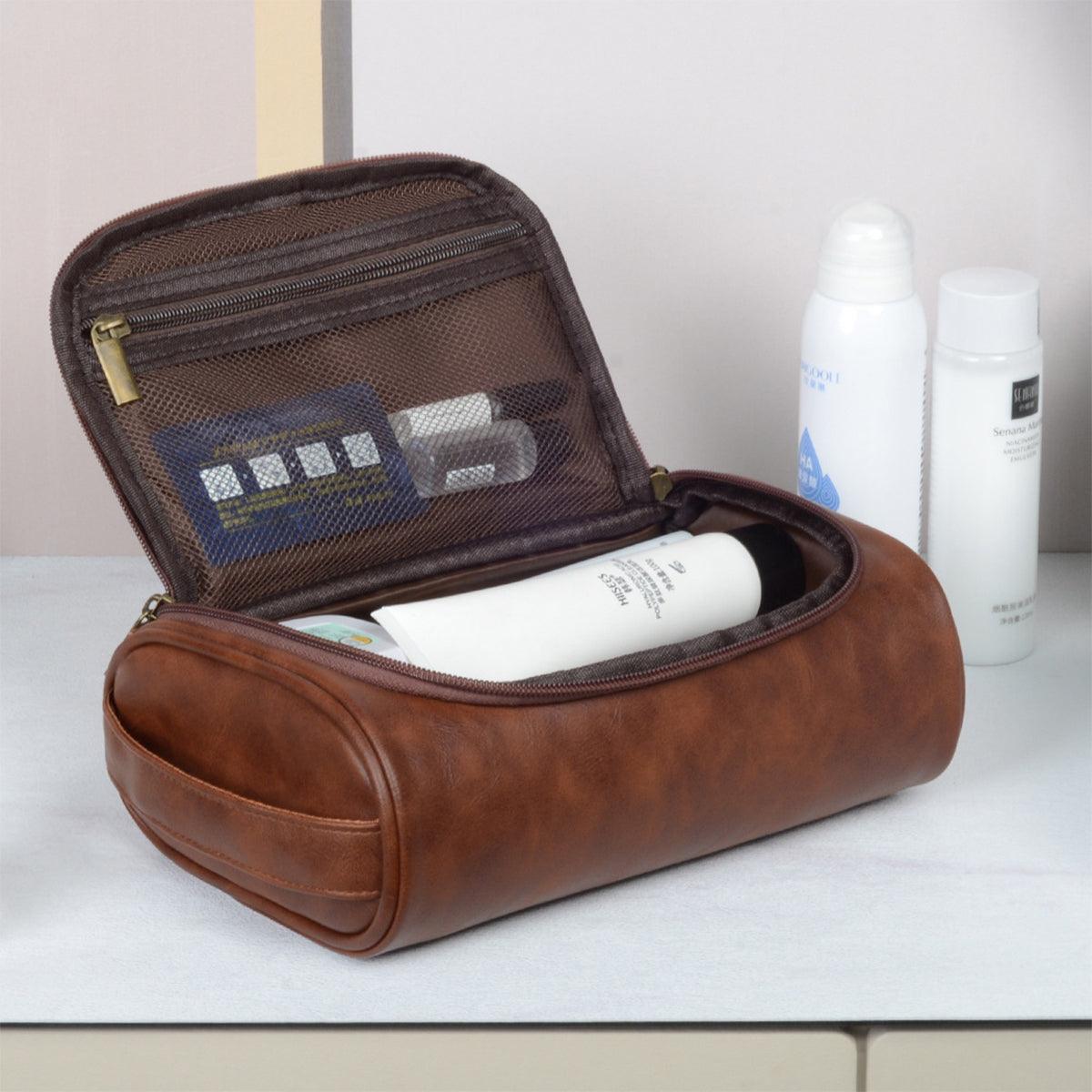 PU Leather Travel Cosmetic Bag – Waterproof & Portable Toiletry Organizer