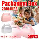 50 PCS Handheld Pastry Box Bakery Packaging Cake Carry Box Single Layer Design