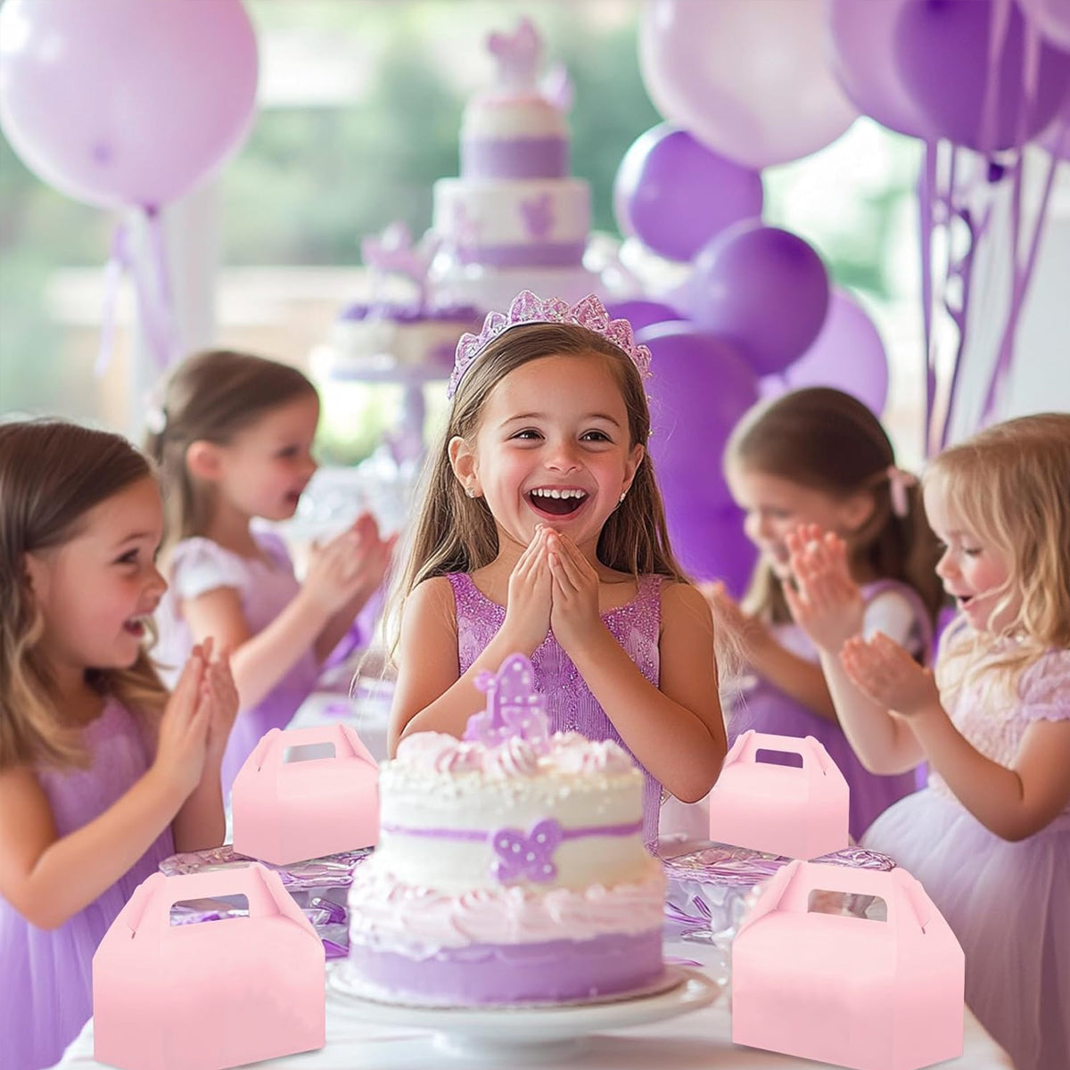 50 PCS Handheld Pastry Box Bakery Packaging Cake Carry Box Single Layer Design