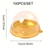 Round Gold Plastic Bakery Packaging Boxes 100PCS