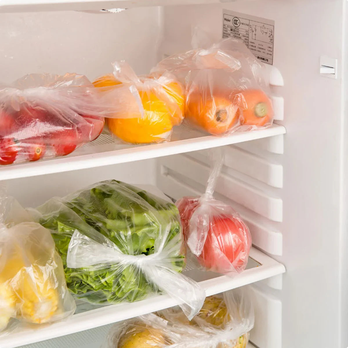 5 Rolls Food Preservation Bag Refrigerator Vegetables Kitchen Storage