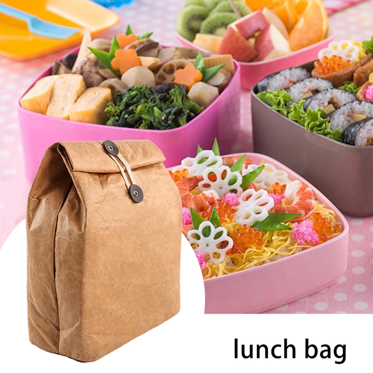 Tyvek Insulated Bento Bag Waterproof Reusable Thermal Lunch Bag - Main Image