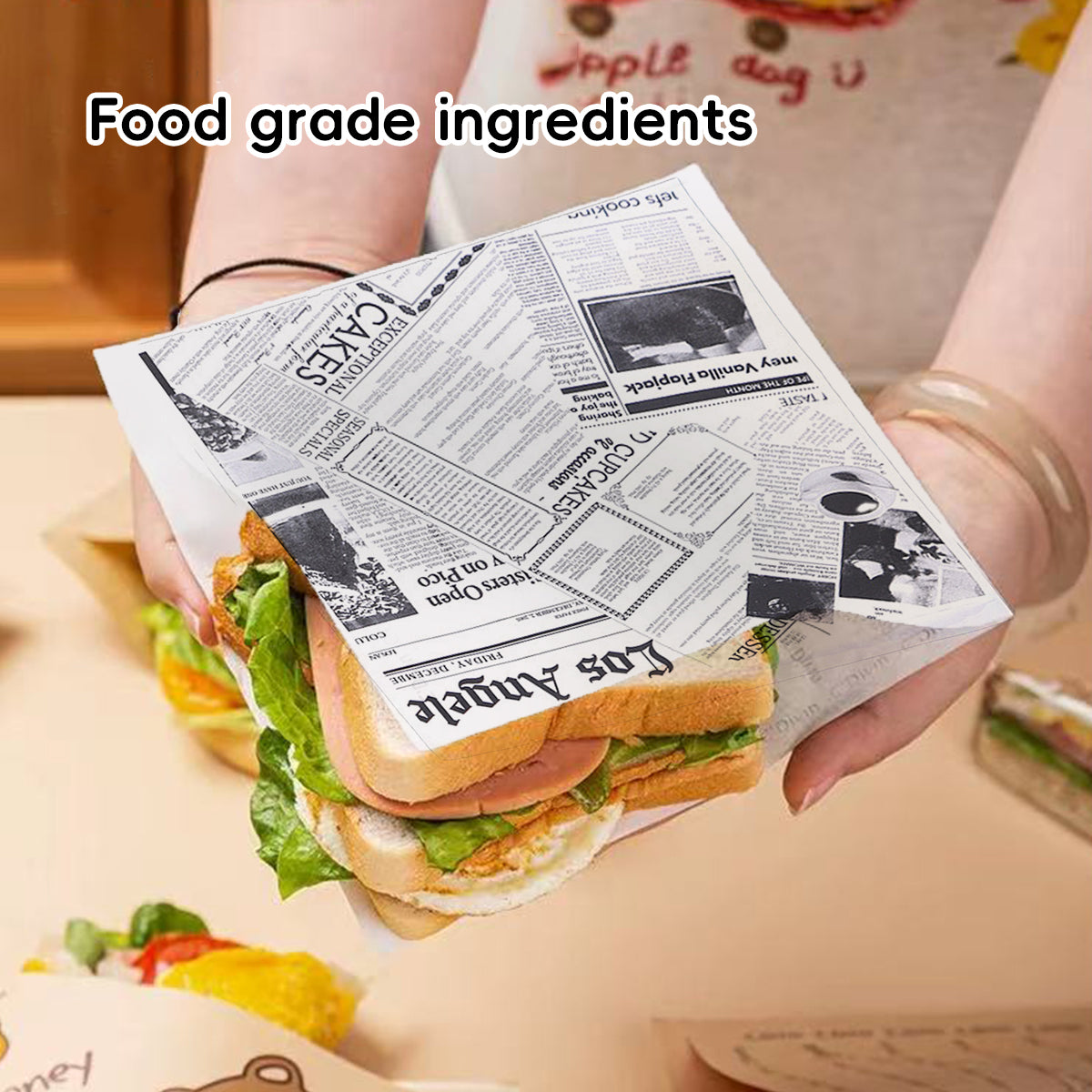 100PCS Bread Sandwich Packing Paper Bags Food Grade Oil-Proof Water-Resistant